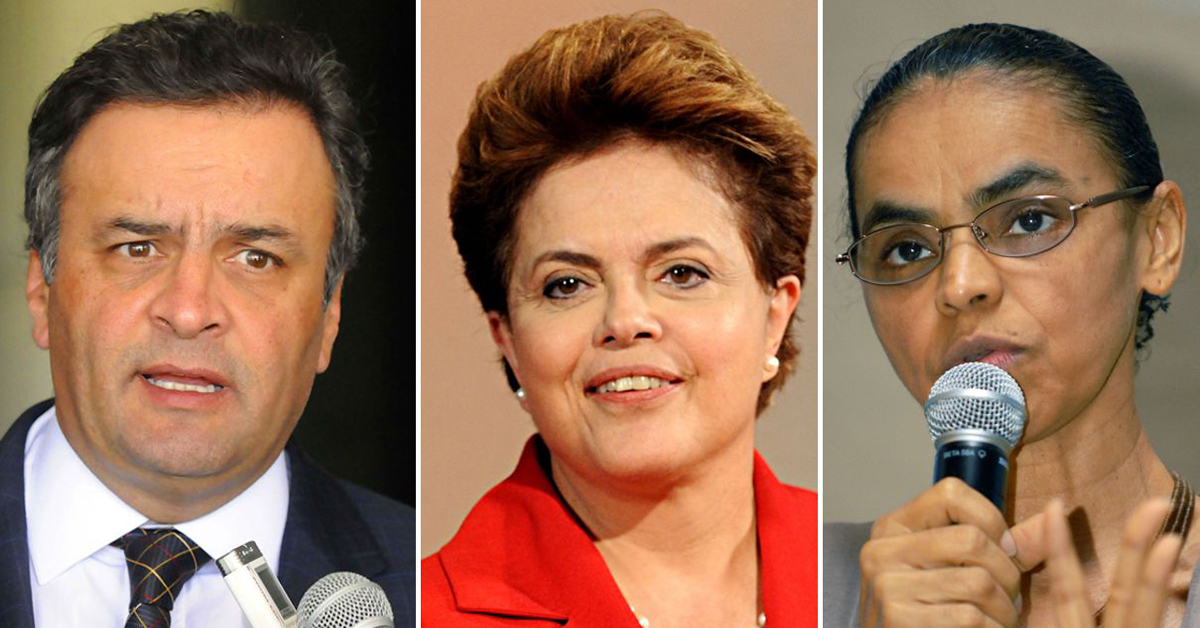 Aécio Neves, Dilma Rousseff e Marina Silva